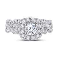 Load image into Gallery viewer, 14kt White Gold Womens Round Diamond Bridal Wedding Engagement Ring Band Set 1-1/2 Cttw (Certified)

