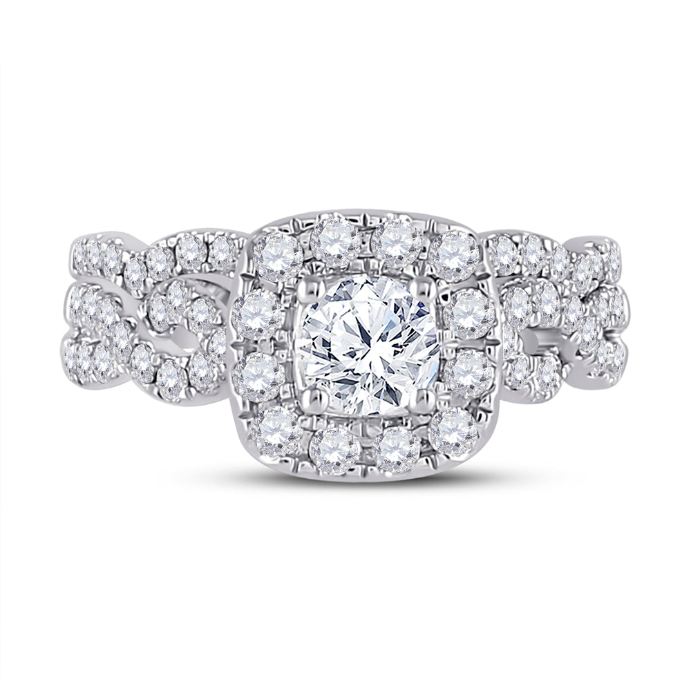 14kt White Gold Womens Round Diamond Bridal Wedding Engagement Ring Band Set 1-1/2 Cttw (Certified)