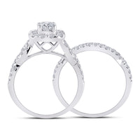 Load image into Gallery viewer, 14kt White Gold Womens Round Diamond Bridal Wedding Engagement Ring Band Set 1-1/2 Cttw (Certified)
