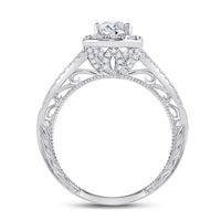 Load image into Gallery viewer, 14kt White Gold Womens Pear Diamond Halo Bridal Wedding Engagement Ring 1.00 Cttw (Certified)
