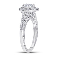 Load image into Gallery viewer, 14kt White Gold Womens Pear Diamond Halo Bridal Wedding Engagement Ring 1.00 Cttw (Certified)
