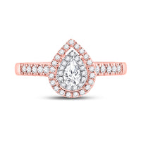 Load image into Gallery viewer, 14kt Two-tone Gold Womens Pear Diamond Solitaire Bridal Wedding Engagement Ring 1/2 Cttw (Certified)
