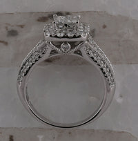 Load image into Gallery viewer, 14kt White Gold Womens Princess Diamond Halo Bridal Wedding Engagement Ring 1-1/3 Cttw
