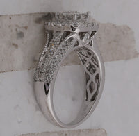 Load image into Gallery viewer, 14kt White Gold Womens Princess Diamond Halo Bridal Wedding Engagement Ring 1-1/3 Cttw
