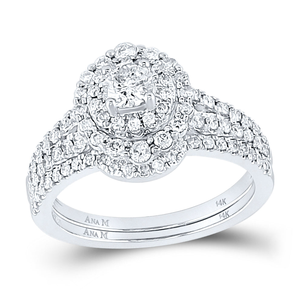 14kt White Gold Womens Round Diamond Bridal Wedding Engagement Ring Band Set 1.00 Cttw (Certified)
