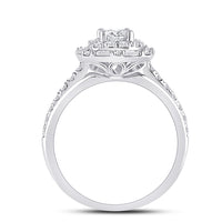 Load image into Gallery viewer, 14kt White Gold Womens Princess Diamond Halo Bridal Wedding Engagement Ring 1.00 Cttw (Certified)
