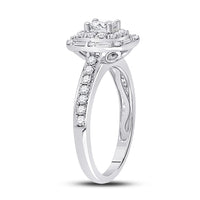 Load image into Gallery viewer, 14kt White Gold Womens Princess Diamond Halo Bridal Wedding Engagement Ring 1.00 Cttw (Certified)
