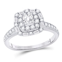 Load image into Gallery viewer, 14kt White Gold Womens Princess Diamond Halo Bridal Wedding Engagement Ring 1.00 Cttw (Certified)
