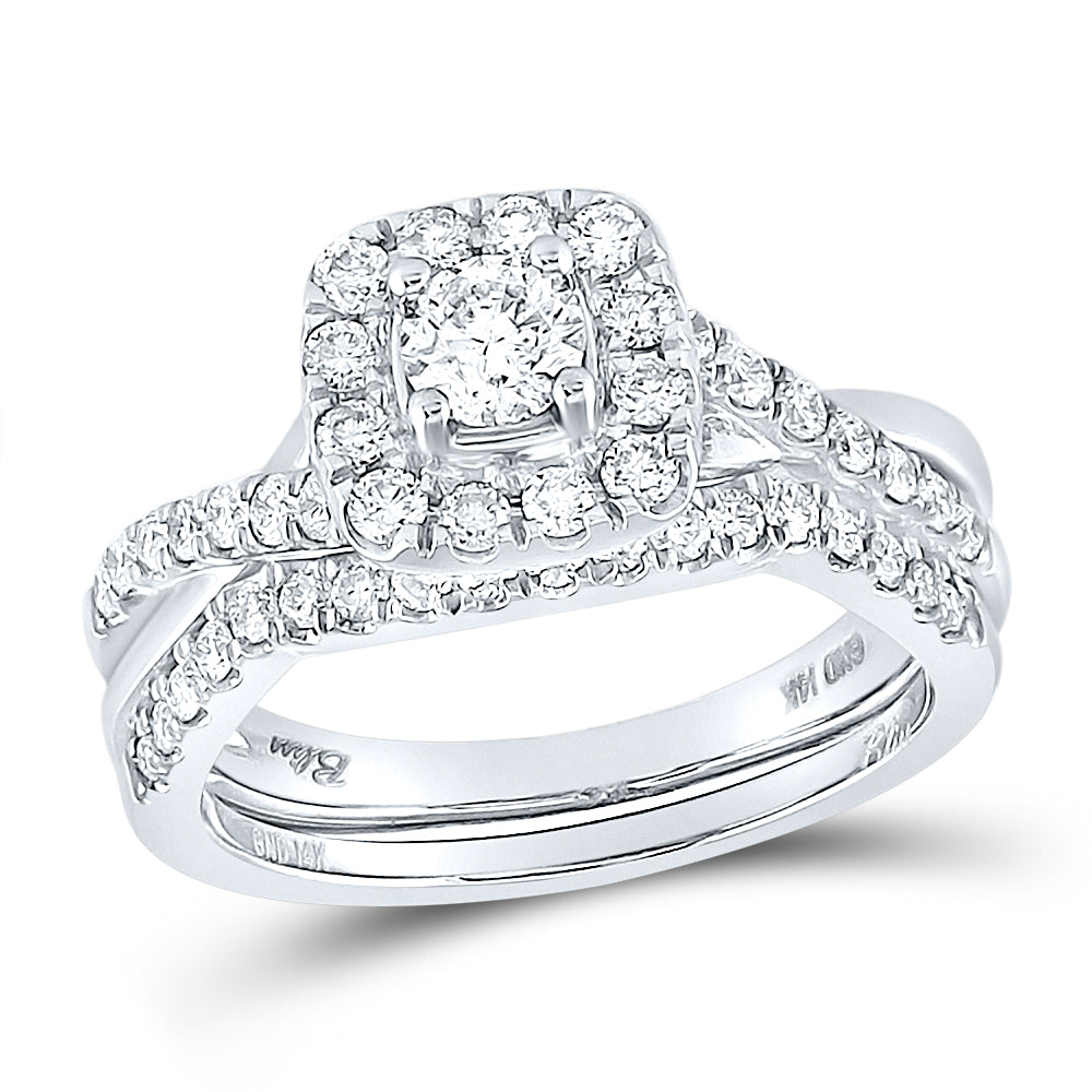 1CT-DIA ANA M 1/3CT-CRD BRIDAL SETS SINGLE HALO
