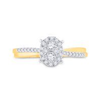 Load image into Gallery viewer, 10kt Yellow Gold Womens Round Diamond Cluster Oval Promise Bridal Ring 1/4 Cttw
