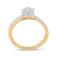 Load image into Gallery viewer, 10kt Yellow Gold Womens Round Diamond Cluster Oval Promise Bridal Ring 1/4 Cttw
