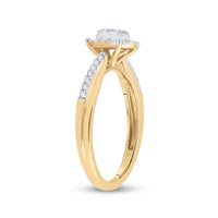 Load image into Gallery viewer, 10kt Yellow Gold Womens Round Diamond Cluster Oval Promise Bridal Ring 1/4 Cttw

