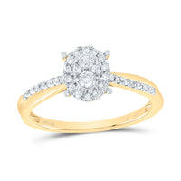 Load image into Gallery viewer, 10kt Yellow Gold Womens Round Diamond Cluster Oval Promise Bridal Ring 1/4 Cttw
