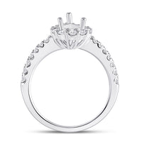 Load image into Gallery viewer, 14kt White Gold Womens Round Diamond 1 Ct Pear Center Halo Bridal Wedding Semi-Mount Ring 5/8 Cttw
