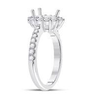 Load image into Gallery viewer, 14kt White Gold Womens Round Diamond 1 Ct Pear Center Halo Bridal Wedding Semi-Mount Ring 5/8 Cttw
