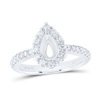 Load image into Gallery viewer, 14kt White Gold Womens Round Diamond 1 Ct Pear Center Halo Bridal Wedding Semi-Mount Ring 5/8 Cttw
