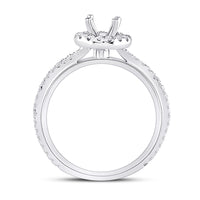 Load image into Gallery viewer, 14kt White Gold Womens Round Diamond 3/4 Ct Rd Center Halo Bridal Wedding Engagement Ring Band Set 1/2 Cttw
