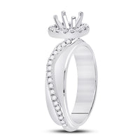 Load image into Gallery viewer, 14kt White Gold Womens Round Diamond 3/4 Ct Rd Center Halo Bridal Wedding Engagement Ring Band Set 1/2 Cttw
