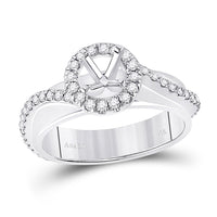 Load image into Gallery viewer, 14kt White Gold Womens Round Diamond 3/4 Ct Rd Center Halo Bridal Wedding Engagement Ring Band Set 1/2 Cttw
