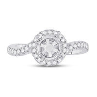 Load image into Gallery viewer, 14kt White Gold Womens Round Diamond 1-1/5 Ct Rd Center Halo Bridal Wedding Semi-Mount Ring 1/2 Cttw
