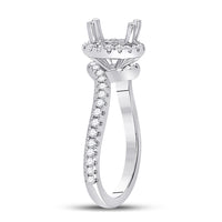 Load image into Gallery viewer, 14kt White Gold Womens Round Diamond 1-1/5 Ct Rd Center Halo Bridal Wedding Semi-Mount Ring 1/2 Cttw
