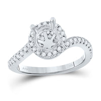 Load image into Gallery viewer, 14kt White Gold Womens Round Diamond 1-1/5 Ct Rd Center Halo Bridal Wedding Semi-Mount Ring 1/2 Cttw
