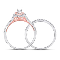 Load image into Gallery viewer, 10kt Two-tone Gold Womens Round Diamond Bridal Wedding Engagement Ring Band Set 1/2 Cttw
