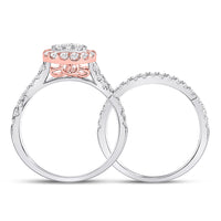 Load image into Gallery viewer, 14kt Two-tone Gold Womens Princess Diamond Bridal Wedding Engagement Ring Band Set 1-1/2 Cttw (Certified)
