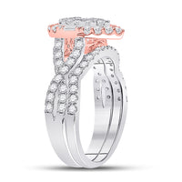 Load image into Gallery viewer, 14kt Two-tone Gold Womens Princess Diamond Bridal Wedding Engagement Ring Band Set 1-1/2 Cttw (Certified)
