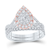 Load image into Gallery viewer, 14kt Two-tone Gold Womens Princess Diamond Bridal Wedding Engagement Ring Band Set 1-1/2 Cttw (Certified)
