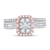 Load image into Gallery viewer, 14kt Two-tone Gold Womens Princess Diamond Bridal Wedding Engagement Ring Band Set 3/4 Cttw

