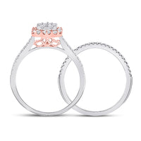 Load image into Gallery viewer, 14kt Two-tone Gold Womens Princess Diamond Bridal Wedding Engagement Ring Band Set 3/4 Cttw
