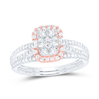 Load image into Gallery viewer, 14kt Two-tone Gold Womens Princess Diamond Bridal Wedding Engagement Ring Band Set 3/4 Cttw

