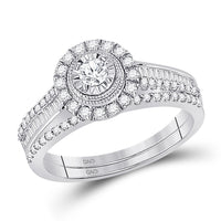 Load image into Gallery viewer, 10kt White Gold Womens Round Diamond Bridal Wedding Engagement Ring Band Set 5/8 Cttw
