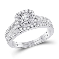 Load image into Gallery viewer, 10kt White Gold Womens Round Diamond Bridal Wedding Engagement Ring Band Set 5/8 Cttw
