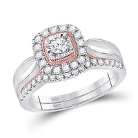 Load image into Gallery viewer, 10kt Two-tone Gold Womens Round Diamond Bridal Wedding Engagement Ring Band Set 1/2 Cttw
