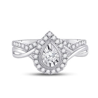 Load image into Gallery viewer, 10kt Two-tone Gold Womens Round Diamond Bridal Wedding Engagement Ring Band Set 1/2 Cttw
