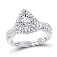 Load image into Gallery viewer, 10kt Two-tone Gold Womens Round Diamond Bridal Wedding Engagement Ring Band Set 1/2 Cttw
