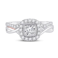 Load image into Gallery viewer, 10kt Two-tone Gold Womens Round Diamond Bridal Wedding Engagement Ring Band Set 1/2 Cttw
