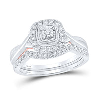 Load image into Gallery viewer, 10kt Two-tone Gold Womens Round Diamond Bridal Wedding Engagement Ring Band Set 1/2 Cttw
