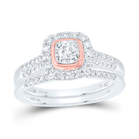 Load image into Gallery viewer, 10kt Two-tone Gold Womens Round Diamond Bridal Wedding Engagement Ring Band Set 1/2 Cttw
