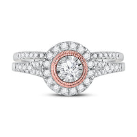 Load image into Gallery viewer, 10kt Two-tone Gold Womens Round Diamond Bridal Wedding Engagement Ring Band Set 1/2 Cttw
