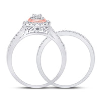 Load image into Gallery viewer, 10kt Two-tone Gold Womens Round Diamond Bridal Wedding Engagement Ring Band Set 1/2 Cttw
