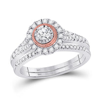 Load image into Gallery viewer, 10kt Two-tone Gold Womens Round Diamond Bridal Wedding Engagement Ring Band Set 1/2 Cttw
