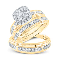 Load image into Gallery viewer, 10kt Yellow Gold His Hers Round Diamond  Matching Bridal Wedding Ring Band Set 1-1/5 Cttw
