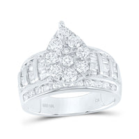 Load image into Gallery viewer, 10kt White Gold Womens Baguette Diamond Cluster Pear Bridal Wedding Engagement Ring 2.00 Cttw
