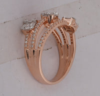 Load image into Gallery viewer, 14kt Rose Gold Womens Baguette Diamond Cluster 3-stone Ring 3/4 Cttw
