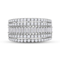 Load image into Gallery viewer, 14kt White Gold Womens Baguette Diamond Fashion Modern Cocktail Ring 1.00 Cttw
