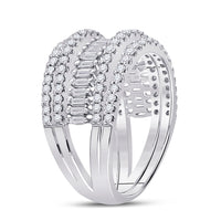 Load image into Gallery viewer, 14kt White Gold Womens Baguette Diamond Fashion Modern Cocktail Ring 1.00 Cttw
