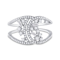 Load image into Gallery viewer, 14kt White Gold Womens Round Diamond Cluster Fashion Ring 1/2 Cttw
